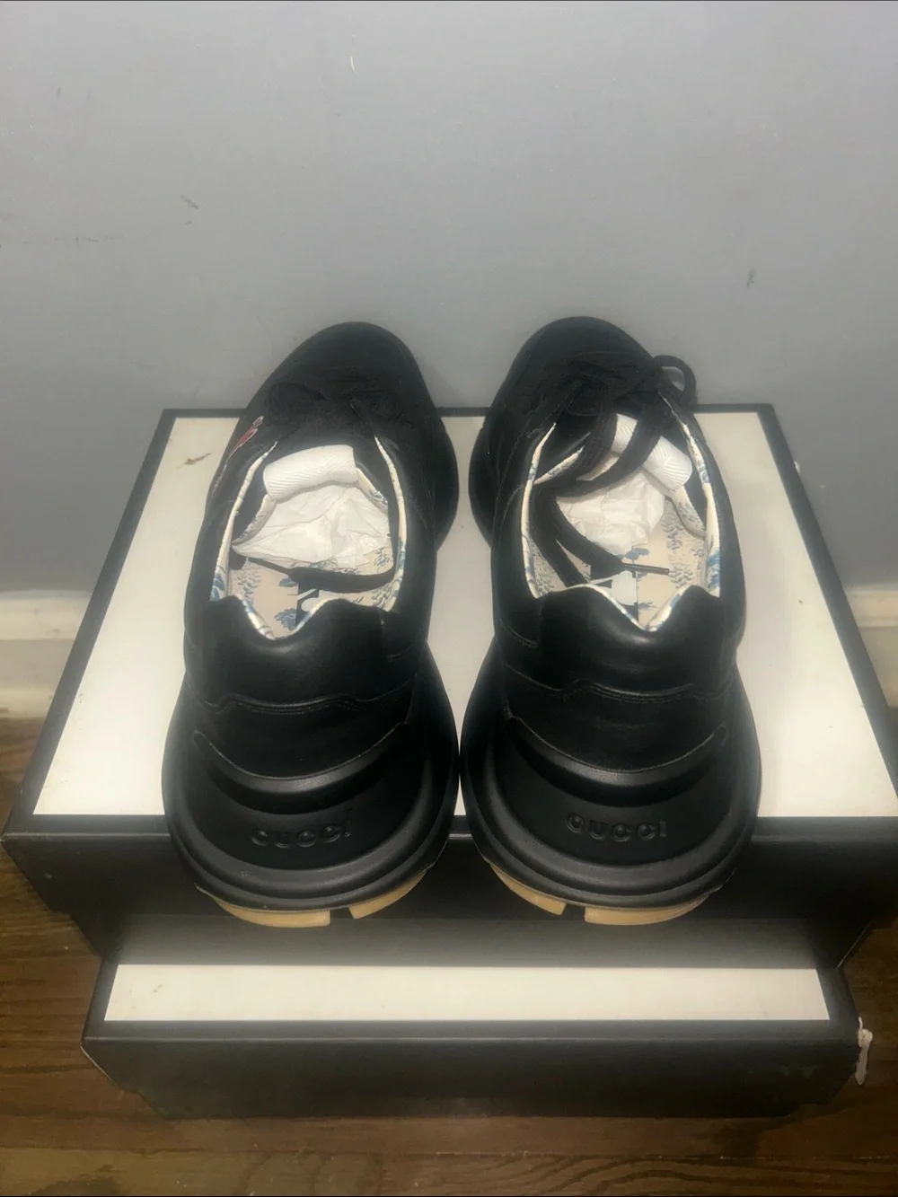 Gucci Black Sneakers with Red Logo Accent
